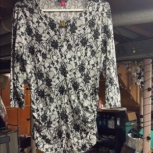 Elegant Black and White Lace Dress